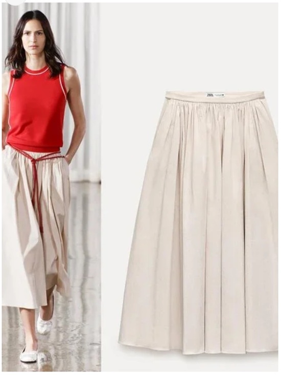 Zara Dresses & Skirts - Zara Cream A-Line Gathered Midi Skirt New With Tags 2252/653
